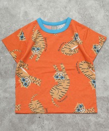 DILASH | 【綿100％】サングラスタイガー！手書き風ゆるトラ総柄Tシャツ(Tシャツ/カットソー)