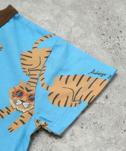 DILASH（ディラッシュ）の「【綿100％】サングラスタイガー！手書き風ゆるトラ総柄Tシャツ（Tシャツ/カットソー・キッズ・オレンジ/ターコイズブルー・140/130/120/110/100/90/80）」の7枚目の写真