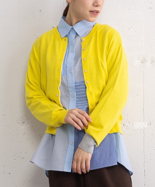 POU DOU DOU(プードゥドゥ)の「ひねり前立てクルーネックカーディガン(カーディガン/ボレロ・レディース・グレー/ブルー/ブラック/イエロー/ピンク・3)」の5枚目の写真