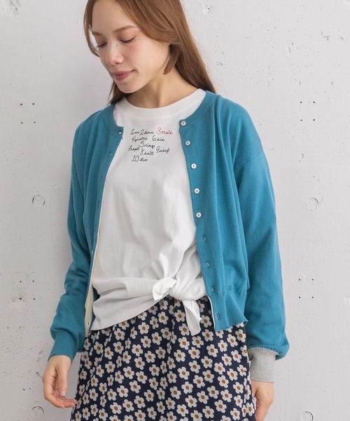 POU DOU DOU(プードゥドゥ)の「ひねり前立てクルーネックカーディガン(カーディガン/ボレロ・レディース・グレー/ブルー/ブラック/イエロー/ピンク・3)」の4枚目の写真