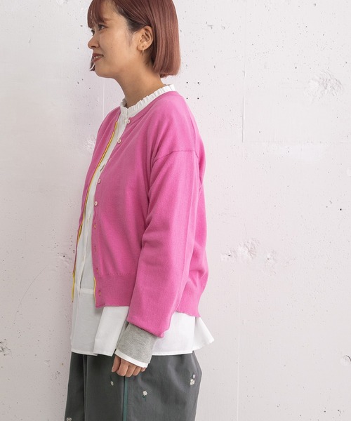 POU DOU DOU(プードゥドゥ)の「ひねり前立てクルーネックカーディガン(カーディガン/ボレロ・レディース・グレー/ブルー/ブラック/イエロー/ピンク・3)」の12枚目の写真