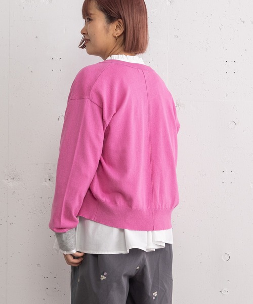 POU DOU DOU(プードゥドゥ)の「ひねり前立てクルーネックカーディガン(カーディガン/ボレロ・レディース・グレー/ブルー/ブラック/イエロー/ピンク・3)」の13枚目の写真