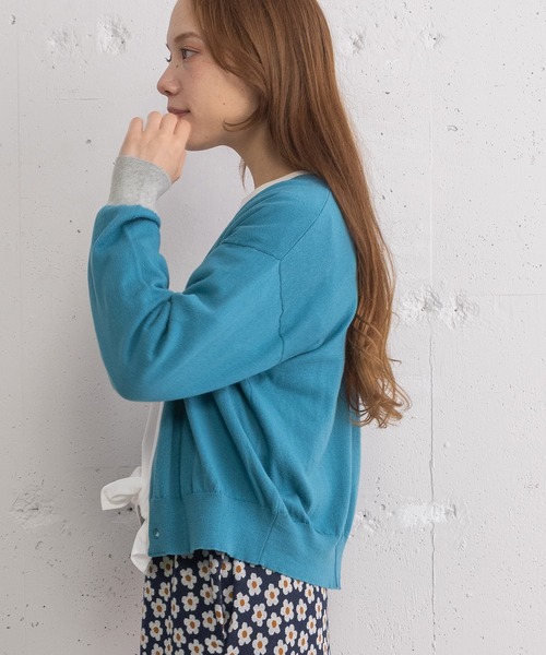 POU DOU DOU(プードゥドゥ)の「ひねり前立てクルーネックカーディガン(カーディガン/ボレロ・レディース・グレー/ブルー/ブラック/イエロー/ピンク・3)」の18枚目の写真