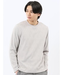 【ロンT インナー】タカキュー アーガイル ジャガード クルーネック 長袖 Tシャツ