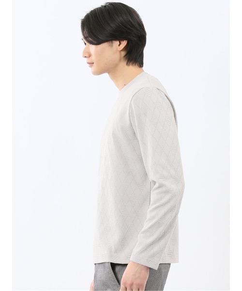TAKA-Q(タカキュー)の「【ロンT インナー】タカキュー アーガイル ジャガード クルーネック 長袖 Tシャツ(Tシャツ/カットソー・メンズ・ライトグレー/ネイビー・MEDIUM/LARGE/X-LARGE)」の17枚目の写真