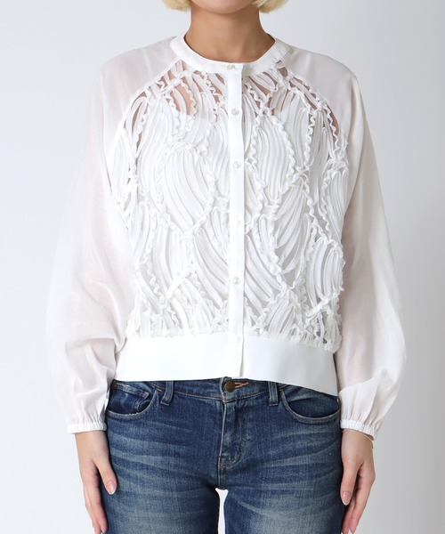 Jines（ジネス）の「テープ刺繍レースカーディガン（カーディガン/ボレロ・レディース・ブラック/ホワイト/アイボリー・38）」の13枚目の写真