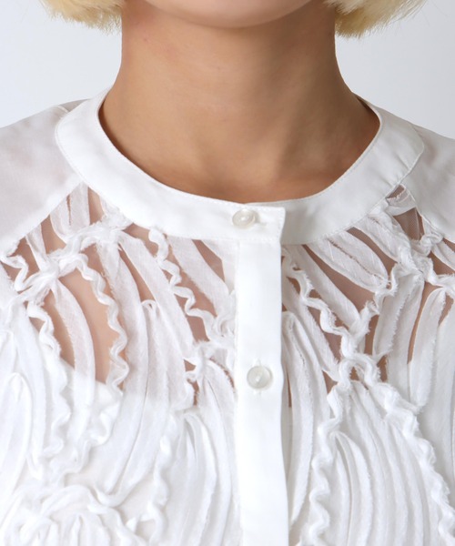 Jines（ジネス）の「テープ刺繍レースカーディガン（カーディガン/ボレロ・レディース・ブラック/ホワイト/アイボリー・38）」の10枚目の写真