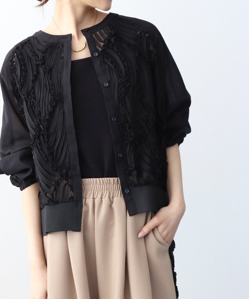 Jines（ジネス）の「テープ刺繍レースカーディガン（カーディガン/ボレロ・レディース・ブラック/ホワイト/アイボリー・38）」の18枚目の写真