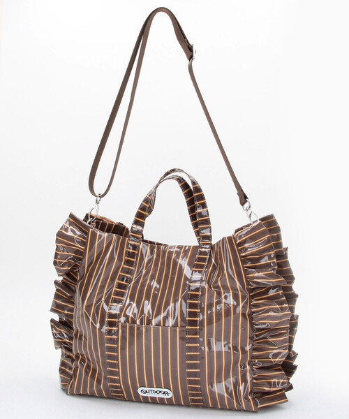 FREAK'S STORE(フリークスストア)の「OUTDOOR PRODUCTS × FREAK'S STORE/アウトドアプロダクツ 別注 2WAY ストライプ PVC トートバッグ/ショルダーバッグ/PVCバッグ/A4サイズトートバッグ(トートバッグ・レディース・ブルー/ベージュ/ブラウン・ONE SIZE)」の6枚目の写真