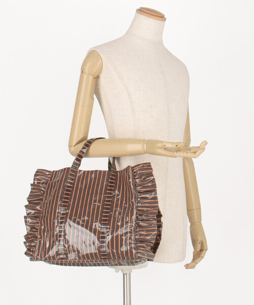 FREAK'S STORE(フリークスストア)の「OUTDOOR PRODUCTS × FREAK'S STORE/アウトドアプロダクツ 別注 2WAY ストライプ PVC トートバッグ/ショルダーバッグ/PVCバッグ/A4サイズトートバッグ(トートバッグ・レディース・ブルー/ベージュ/ブラウン・ONE SIZE)」の8枚目の写真