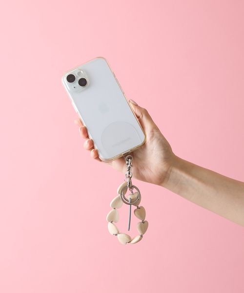 HASHIBAMI（ハシバミ）の「【HASHIBAMI】ハート型ウッド＋天然石 ハンドストラップ（スマホグッズ・レディース・シルバー/ゴールド・FREE）」の2枚目の写真