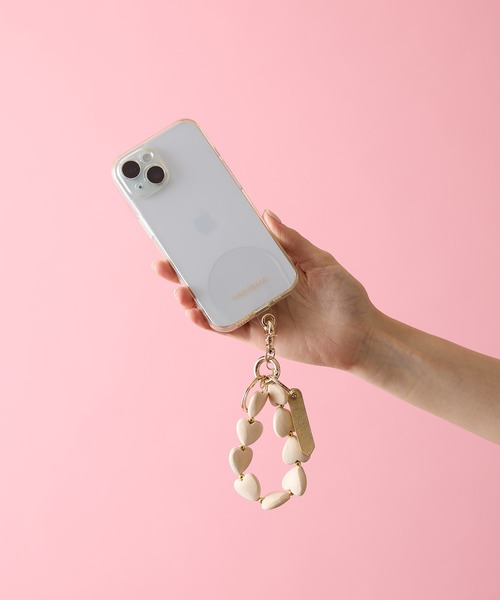 HASHIBAMI（ハシバミ）の「【HASHIBAMI】ハート型ウッド＋天然石 ハンドストラップ（スマホグッズ・レディース・シルバー/ゴールド・FREE）」の4枚目の写真