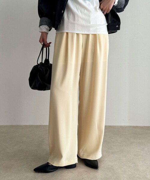 fredy emue（フレディエミュ）の「【ラクなのにきちんと見え】シャラリツイル イージーパンツ（その他パンツ・レディース・ブラウン/レモンイエロー/ブラック/ベージュ・36/38）」の13枚目の写真