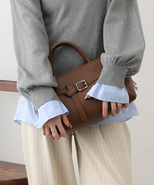 COLONY 2139(コロニートゥーワンスリーナイン)の「フロントベルトボストンバッグ(ボストンバッグ・レディース・ブラウン/ブラック・FREE)」の5枚目の写真