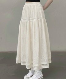 花柄オーバーレース ロングスカート