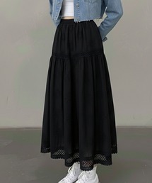 花柄オーバーレース ロングスカート