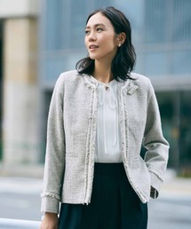 IEDIT（イディット）の「ＩＥＤＩＴ　凛と華やぐ　上品ツイードジャケット〈ノーブルグレー〉（スーツジャケット）」
