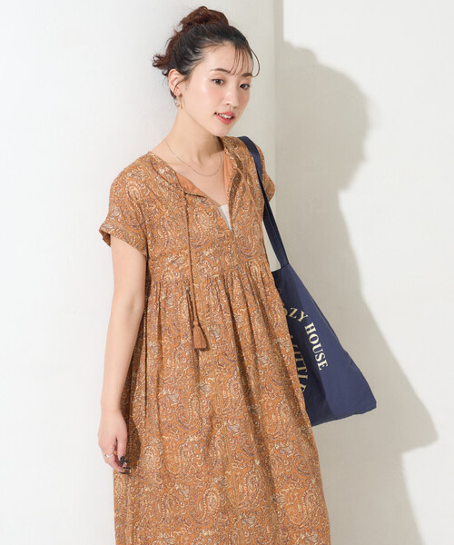 セール】限定展開 インド ペイズリー スキッパー ワンピース