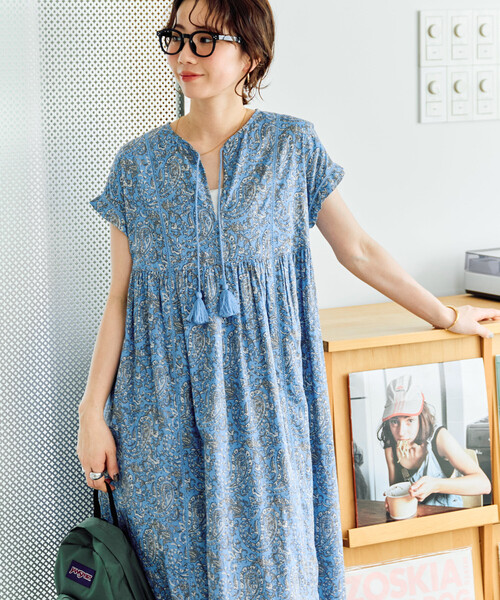 セール】限定展開 インド ペイズリー スキッパー ワンピース