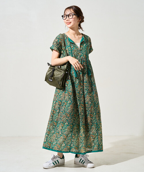極美品♡ミュベール ロングワンピース ペイズリー フリンジ スキッパー パープル 限定展開 インド ペイズリー スキッパー ワンピース（ワンピース