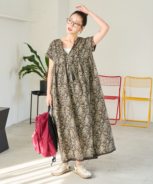 限定展開 インド ペイズリー スキッパー ワンピース（ワンピース