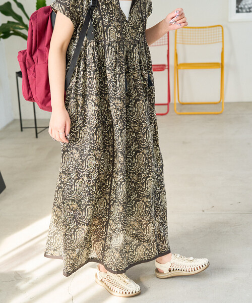 FREAK'S STORE(フリークスストア)の「限定展開 インド ペイズリー スキッパー ワンピース(ワンピース・レディース・ブルー/ブラック/ネイビー/オレンジ/グリーン・MEDIUM/SMALL)」の7枚目の写真