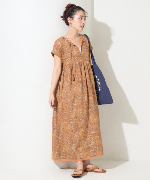 限定展開 インド ペイズリー スキッパー ワンピース（ワンピース