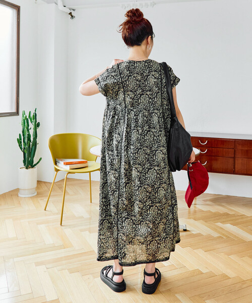 FREAK'S STORE（フリークスストア）の「限定展開　インド ペイズリー スキッパー ワンピース（ワンピース・レディース・ブルー/ブラック/ネイビー/オレンジ/グリーン・MEDIUM/SMALL）」の18枚目の写真