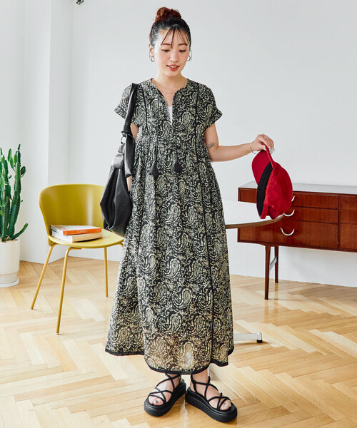 セール】限定展開 インド ペイズリー スキッパー ワンピース