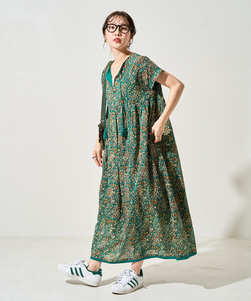 FREAK'S STORE（フリークスストア）の「限定展開　インド ペイズリー スキッパー ワンピース（ワンピース・レディース・ブルー/ブラック/ネイビー/オレンジ/グリーン・MEDIUM/SMALL）」の22枚目の写真