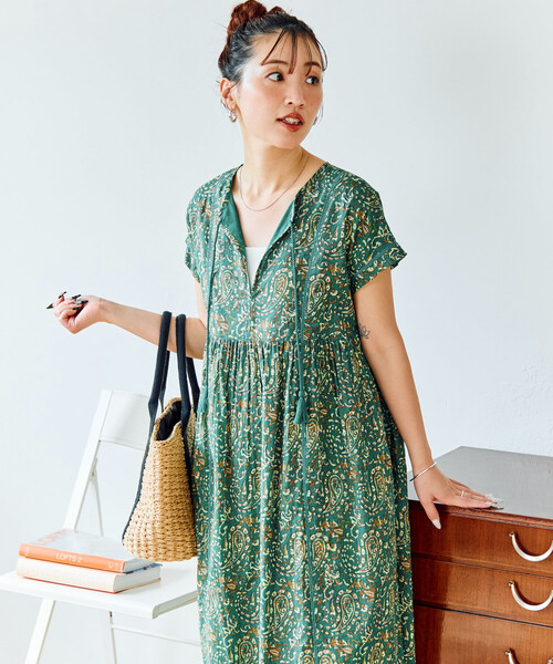 セール】限定展開 インド ペイズリー スキッパー ワンピース