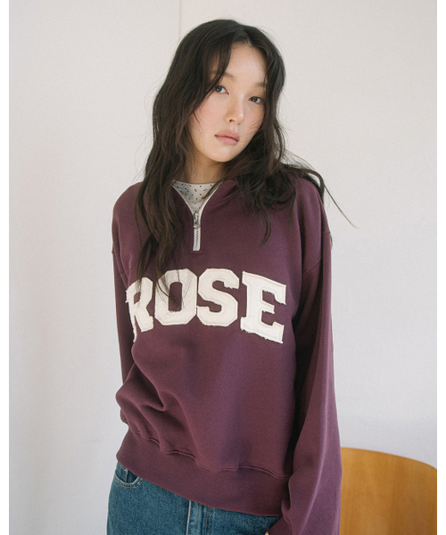HAVISM（ヘビズム）の「ROSE APLIQUE QUARTER ZIP SWEATSHIRT(WINE)（スウェット・レディース・その他・ONE SIZE）」の2枚目の写真
