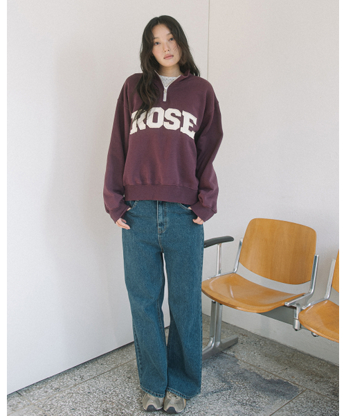 HAVISM（ヘビズム）の「ROSE APLIQUE QUARTER ZIP SWEATSHIRT(WINE)（スウェット・レディース・その他・ONE SIZE）」の3枚目の写真