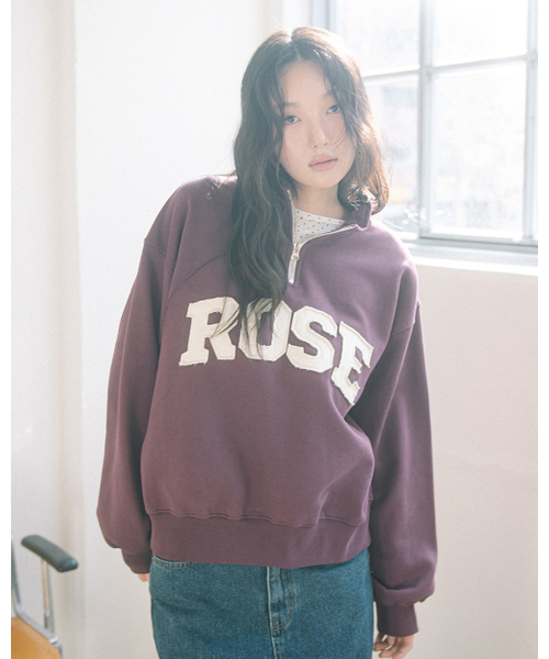 HAVISM（ヘビズム）の「ROSE APLIQUE QUARTER ZIP SWEATSHIRT(WINE)（スウェット・レディース・その他・ONE SIZE）」の4枚目の写真
