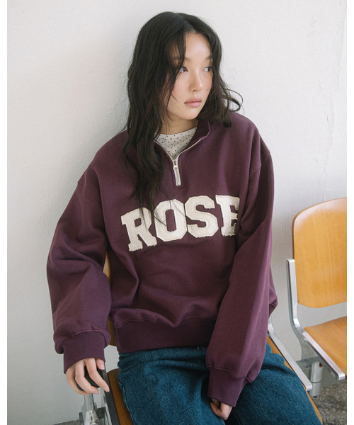 HAVISM（ヘビズム）の「ROSE APLIQUE QUARTER ZIP SWEATSHIRT(WINE)（スウェット・レディース・その他・ONE SIZE）」の5枚目の写真