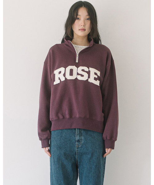HAVISM（ヘビズム）の「ROSE APLIQUE QUARTER ZIP SWEATSHIRT(WINE)（スウェット・レディース・その他・ONE SIZE）」の6枚目の写真