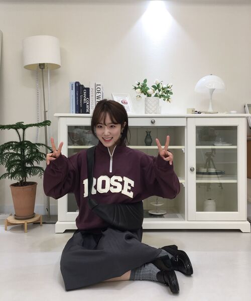 HAVISM（ヘビズム）の「ROSE APLIQUE QUARTER ZIP SWEATSHIRT(WINE)（スウェット・レディース・その他・ONE SIZE）」の7枚目の写真