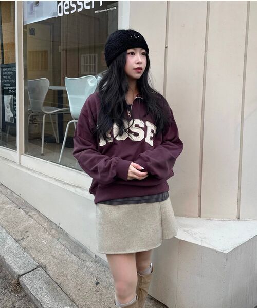 HAVISM（ヘビズム）の「ROSE APLIQUE QUARTER ZIP SWEATSHIRT(WINE)（スウェット・レディース・その他・ONE SIZE）」の8枚目の写真