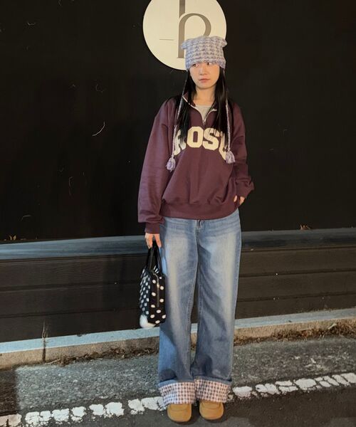 HAVISM（ヘビズム）の「ROSE APLIQUE QUARTER ZIP SWEATSHIRT(WINE)（スウェット・レディース・その他・ONE SIZE）」の9枚目の写真