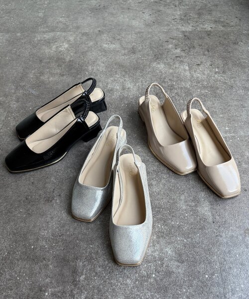 Chez toi（シェトワ）の「バックゴムパンプス（パンプス・レディース・シルバー/ブラック/ライトベージュ・MEDIUM/LARGE）」の4枚目の写真