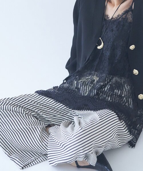 Remind me and forever（リマインドミーアンドフォーエバー）の「【M/Lサイズ展開】ストライプイージーパンツ（その他パンツ・レディース・ネイビー/マスタード/ブラック・LARGE/MEDIUM）」の8枚目の写真