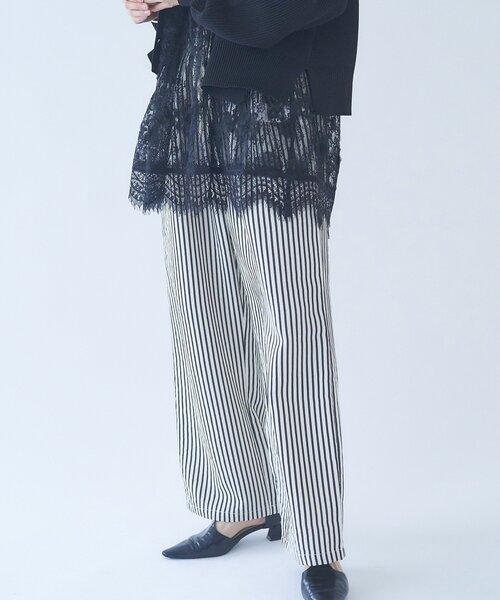 Remind me and forever（リマインドミーアンドフォーエバー）の「【M/Lサイズ展開】ストライプイージーパンツ（その他パンツ・レディース・ネイビー/マスタード/ブラック・LARGE/MEDIUM）」の12枚目の写真