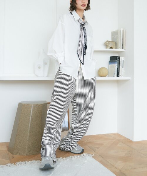 Remind me and forever（リマインドミーアンドフォーエバー）の「【M/Lサイズ展開】ストライプイージーパンツ（その他パンツ・レディース・ネイビー/マスタード/ブラック・LARGE/MEDIUM）」の18枚目の写真