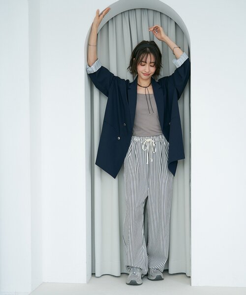 Remind me and forever(リマインドミーアンドフォーエバー)の「【M/Lサイズ展開】ストライプイージーパンツ(その他パンツ・レディース・ネイビー/マスタード/ブラック・LARGE/MEDIUM)」の22枚目の写真