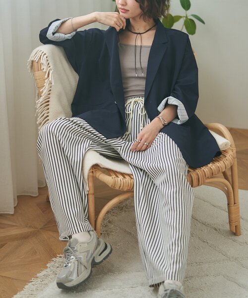 Remind me and forever(リマインドミーアンドフォーエバー)の「【M/Lサイズ展開】ストライプイージーパンツ(その他パンツ・レディース・ネイビー/マスタード/ブラック・LARGE/MEDIUM)」の20枚目の写真