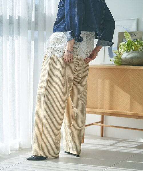Remind me and forever(リマインドミーアンドフォーエバー)の「【M/Lサイズ展開】ストライプイージーパンツ(その他パンツ・レディース・ネイビー/マスタード/ブラック・LARGE/MEDIUM)」の9枚目の写真