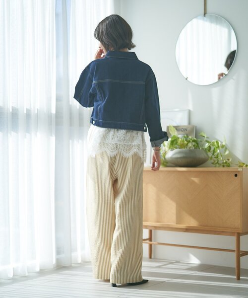 Remind me and forever(リマインドミーアンドフォーエバー)の「【M/Lサイズ展開】ストライプイージーパンツ(その他パンツ・レディース・ネイビー/マスタード/ブラック・LARGE/MEDIUM)」の7枚目の写真