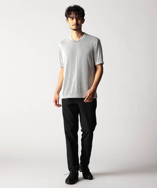 NICOLE CLUB FOR MEN(ニコルクラブフォーメン)の「タックボーダー Vネック半袖カットソー(Tシャツ/カットソー・メンズ・ネイビー系/ホワイト系/ブラック・MEDIUM/LARGE/X-LARGE)」の4枚目の写真