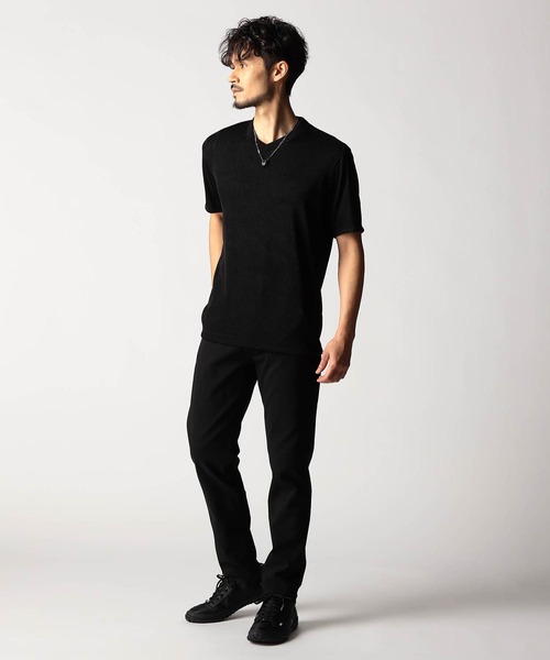 NICOLE CLUB FOR MEN(ニコルクラブフォーメン)の「タックボーダー Vネック半袖カットソー(Tシャツ/カットソー・メンズ・ネイビー系/ホワイト系/ブラック・MEDIUM/LARGE/X-LARGE)」の5枚目の写真
