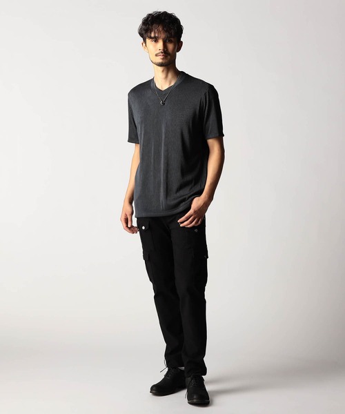 NICOLE CLUB FOR MEN(ニコルクラブフォーメン)の「タックボーダー Vネック半袖カットソー(Tシャツ/カットソー・メンズ・ネイビー系/ホワイト系/ブラック・MEDIUM/LARGE/X-LARGE)」の6枚目の写真